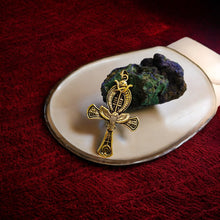 Load image into Gallery viewer, Djed Piillar Horus Ankh Gold Pendant Necklace