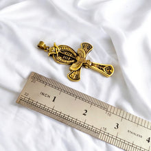 Load image into Gallery viewer, Djed Piillar Horus Ankh Gold Pendant Necklace