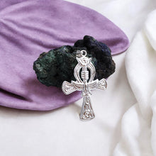 Load image into Gallery viewer, Djed Piillar Horus Ankh Silver Pendant Necklace