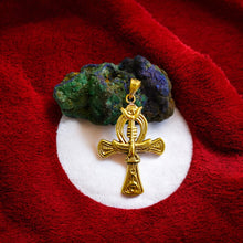Load image into Gallery viewer, Djed Piillar Horus Ankh Gold Pendant Necklace