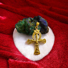 Load image into Gallery viewer, Djed Piillar Horus Ankh Gold Pendant Necklace