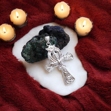 Load image into Gallery viewer, Djed Piillar Horus Ankh Silver Pendant Necklace