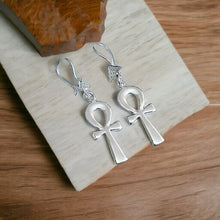 Load image into Gallery viewer, Silver Key Of life Ankh Earring
