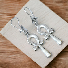 Load image into Gallery viewer, Silver Key Of life Ankh Earring