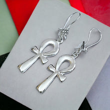 Load image into Gallery viewer, Silver Key Of life Ankh Earring