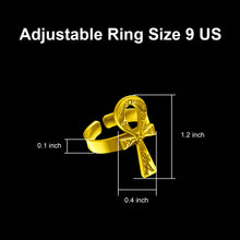 Load image into Gallery viewer, Gold Akhenaton Prayers Ankh Ring, Handmade Egyptian Talisman Gift