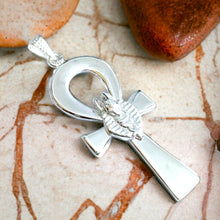 Load image into Gallery viewer, Silver God Anubis Ankh Amulet Complex Large Pendant Necklace