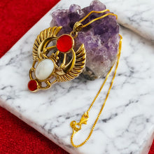 Load image into Gallery viewer, Gold Royal Mother Of Pearl Winged Scarab Pendant Egyptian Necklace