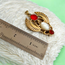 Load image into Gallery viewer, Gold Royal Mother Of Pearl Winged Scarab Pendant Egyptian Necklace