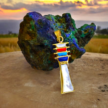 Load image into Gallery viewer, Mother Of Pearls djed pillar Gold pendant Necklace