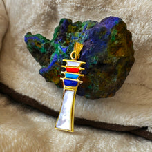 Load image into Gallery viewer, Mother Of Pearls djed pillar Gold pendant Necklace