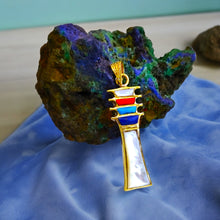 Load image into Gallery viewer, Mother Of Pearls djed pillar Gold pendant Necklace