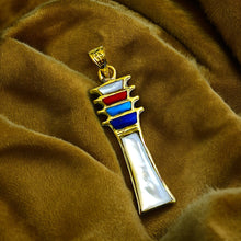 Load image into Gallery viewer, Mother Of Pearls djed pillar Gold pendant Necklace