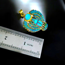 Load image into Gallery viewer, Gold Winged Royal Opal Scarab Pendant Necklace