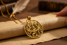 Load image into Gallery viewer, Gold Goddess Isis Pendant, Winged Egyptian Divine Necklace