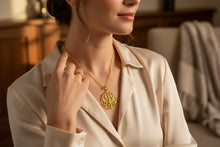 Load image into Gallery viewer, Gold Goddess Isis Pendant, Winged Egyptian Divine Necklace