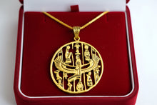 Load image into Gallery viewer, Gold Goddess Isis Pendant, Winged Egyptian Divine Necklace