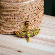 Load image into Gallery viewer, Winged Opal Goddess isis Gold Pendant Necklace