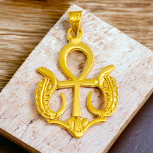 Load image into Gallery viewer, Ankh Wadjet Amulet Gold Pendant Necklace