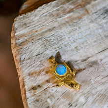Load image into Gallery viewer, Opal Hathor Cow Head Gold Pendant