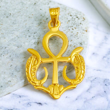 Load image into Gallery viewer, Ankh Wadjet Amulet Gold Pendant Necklace