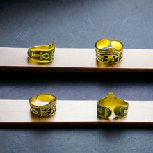 Load image into Gallery viewer, Eye of Horus Ankh Adjustable Gold Ring