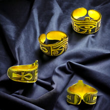 Load image into Gallery viewer, Eye of Horus Ankh Adjustable Gold Ring