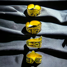 Load image into Gallery viewer, Eye of Horus Ankh Adjustable Gold Ring