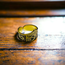 Load image into Gallery viewer, Eye of Horus Ankh Adjustable Gold Ring