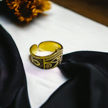 Load image into Gallery viewer, Eye of Horus Ankh Adjustable Gold Ring