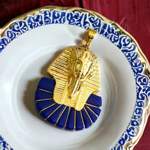 Load image into Gallery viewer, King Tut Ankh Amon Pharaoh Mask Gold Pendant Necklace