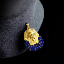 Load image into Gallery viewer, King Tut Ankh Amon Pharaoh Mask Gold Pendant Necklace