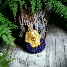 Load image into Gallery viewer, King Tut Ankh Amon Pharaoh Mask Gold Pendant Necklace
