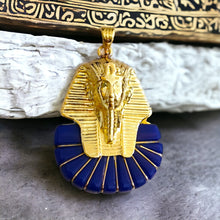 Load image into Gallery viewer, King Tut Ankh Amon Pharaoh Mask Gold Pendant Necklace
