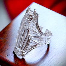 Load image into Gallery viewer, Silver Goddess Bastet The Cat Adjustable Ring