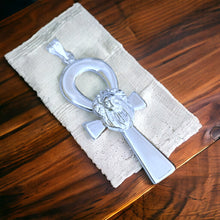 Load image into Gallery viewer, Silver Goddess Sekhmet Ankh Complex Large Pendant Necklace