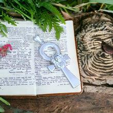 Load image into Gallery viewer, Silver Goddess Sekhmet Ankh Complex Large Pendant Necklace