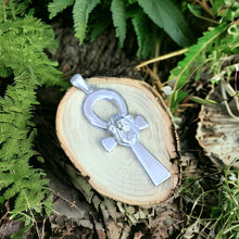 Load image into Gallery viewer, Silver Goddess Sekhmet Ankh Complex Large Pendant Necklace