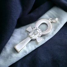 Load image into Gallery viewer, Silver Goddess Sekhmet Ankh Complex Large Pendant Necklace