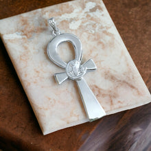 Load image into Gallery viewer, Silver God Horus Ankh Amulet Complex Large Pendant Necklace