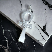 Load image into Gallery viewer, Silver God Horus Ankh Amulet Complex Large Pendant Necklace
