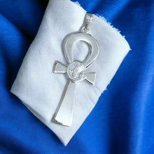 Load image into Gallery viewer, Silver God Horus Ankh Amulet Complex Large Pendant Necklace