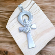 Load image into Gallery viewer, Silver God Sobek Ankh Amulet Complex Large Pendant Necklace