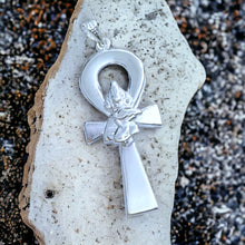 Load image into Gallery viewer, Silver God Sobek Ankh Amulet Complex Large Pendant Necklace