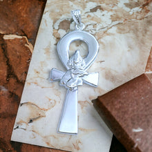 Load image into Gallery viewer, Silver God Sobek Ankh Amulet Complex Large Pendant Necklace