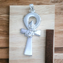 Load image into Gallery viewer, Silver God Sobek Ankh Amulet Complex Large Pendant Necklace