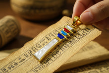 Load image into Gallery viewer, Mother of Pearl Djed Pillar Pendant, Gold Egyptian Revival Necklace