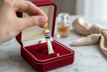 Load image into Gallery viewer, Mother of Pearl Djed Pillar Pendant, Gold Egyptian Revival Necklace