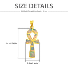 Load image into Gallery viewer, Opal Key of Life Ankh Gold Pendant Necklace