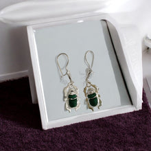 Load image into Gallery viewer, Silver Scarab Egyptian Earring